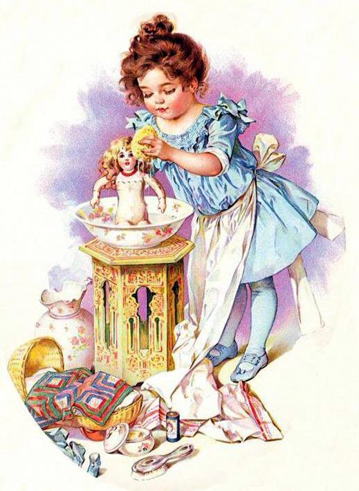 Купание куклы - дети - оригинал