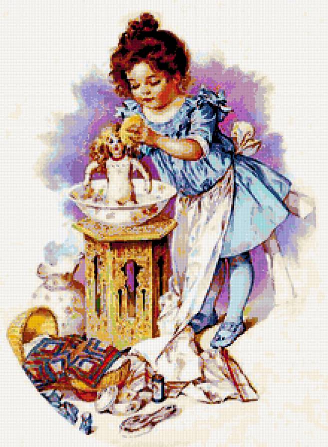 Купание куклы - дети - предпросмотр