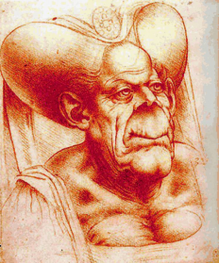 Леонардо да Винчи.Маргарита Тирольская. - портрет, женщина, монохром, красное, люди - предпросмотр