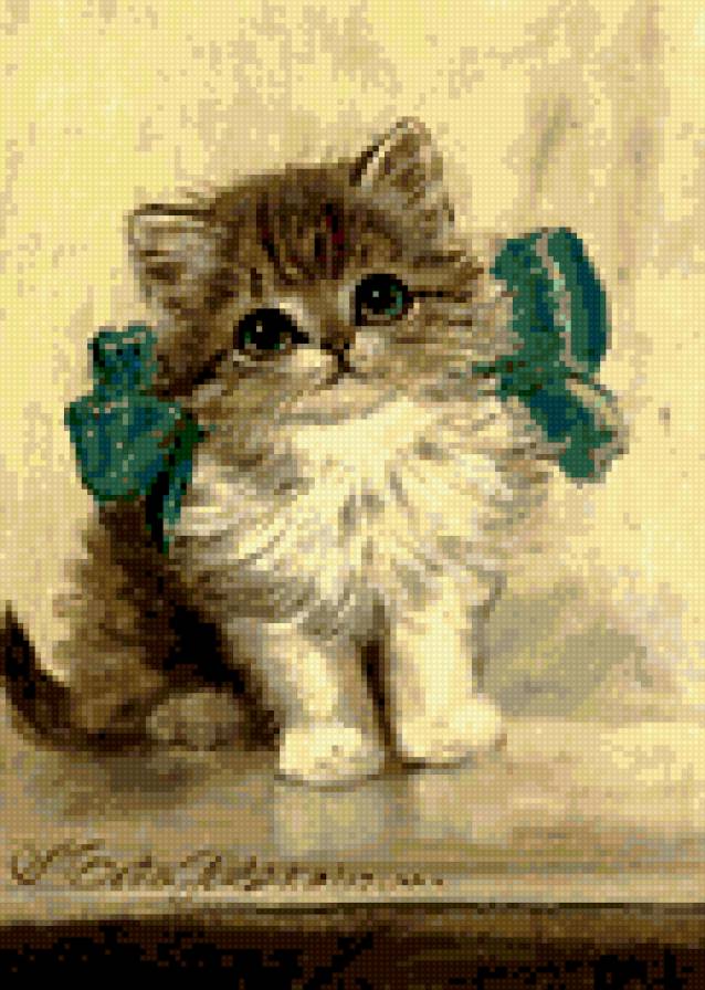 котенок с бантом - котенок - предпросмотр