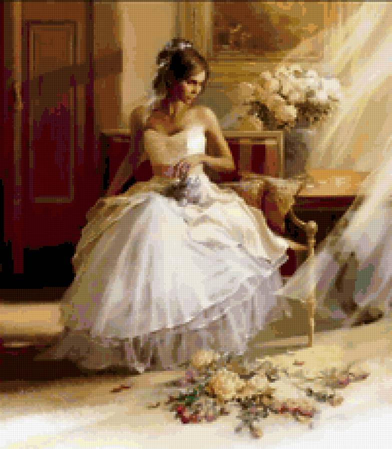 девушка и розы - предпросмотр