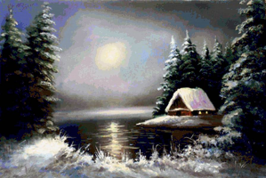 пейзаж - природа, зима, пейзаж, деревня - предпросмотр