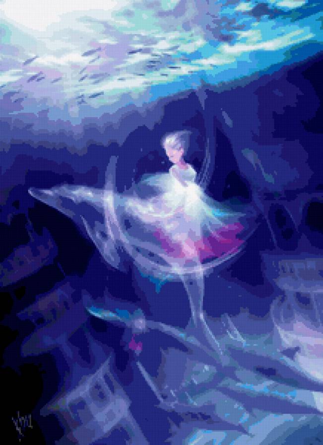 №317152 - сказки, дельфины, небо, рыба, фэнтези, голубое, вода, люди - предпросмотр