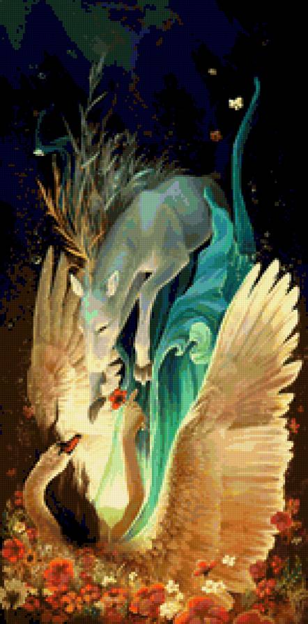 cryslara. - девушка, сказки, волк, лебеди, фэнтнзи, цветы - предпросмотр