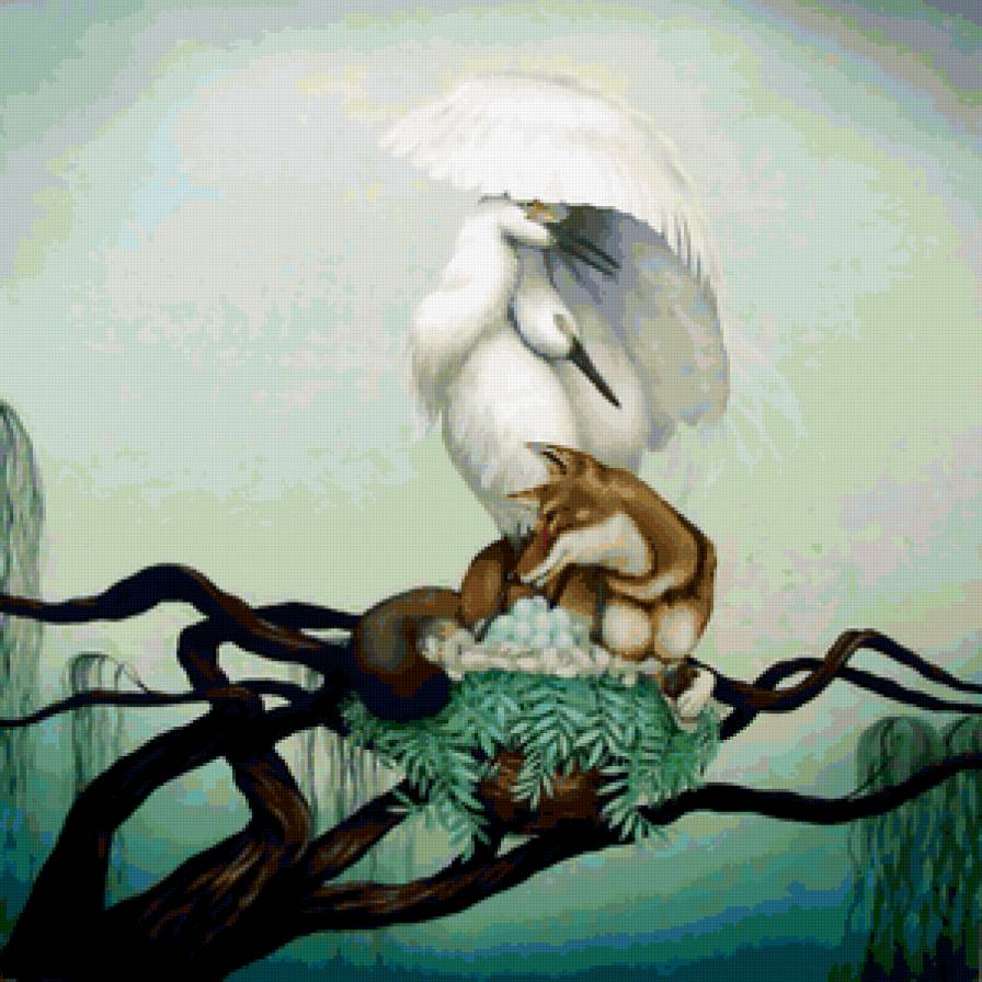 tiffany bozic. - сказки, фэнтези, лиса, птицы, дерево, аисты, басни, животные - предпросмотр