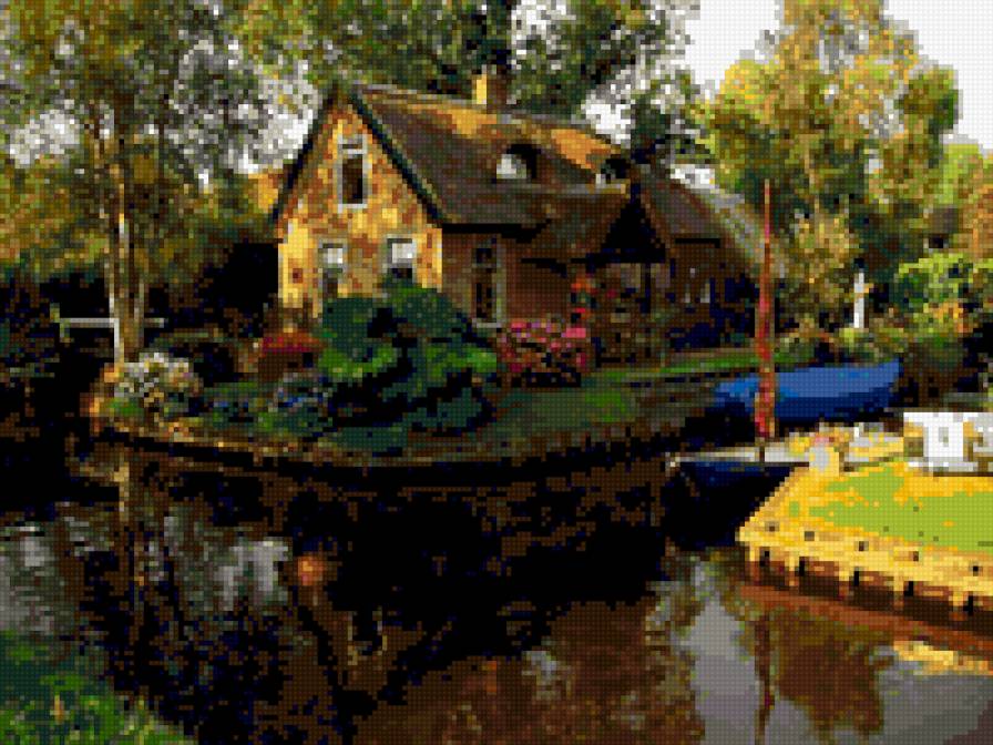 Дом у воды - пейзаж, домик - предпросмотр