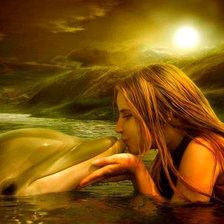 Схема вышивки «Девочка и дельфин»