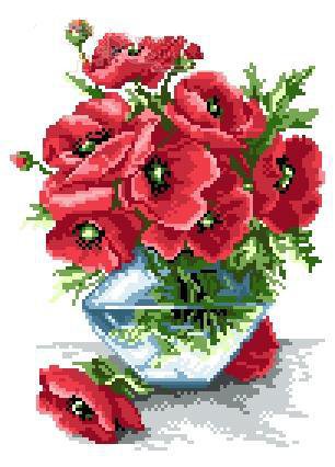 Маки в прозрачной вазе - оригинал