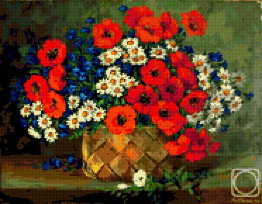 Маки ромашки васильки - предпросмотр