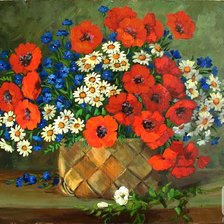 Маки ромашки васильки