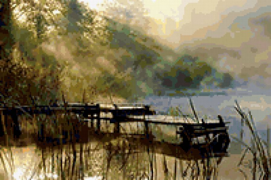 утро - туман. река. утро. природные явления - предпросмотр