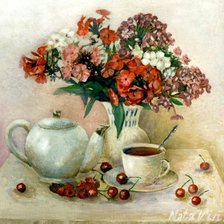 Схема вышивки «натюрморт с флоксами»