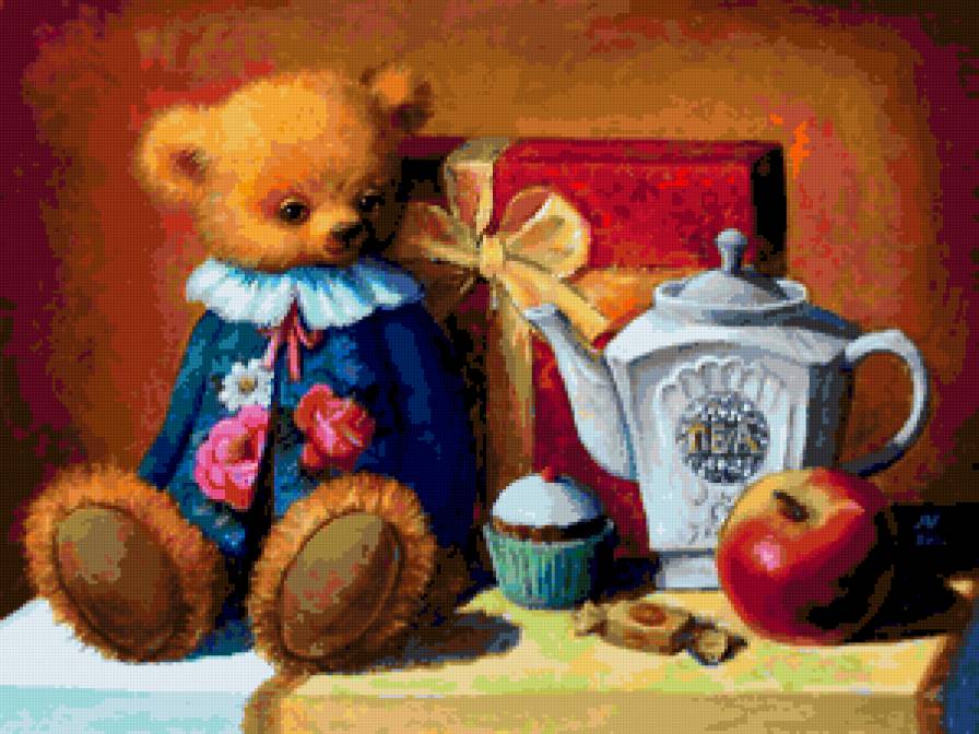 Попьём чайку ? - деткам, пушистые комочки - предпросмотр