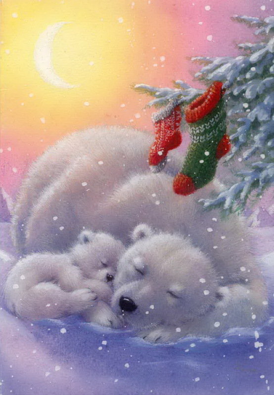 "Спят мои соседи белые медведи..." - медведи, детское, новый год - оригинал