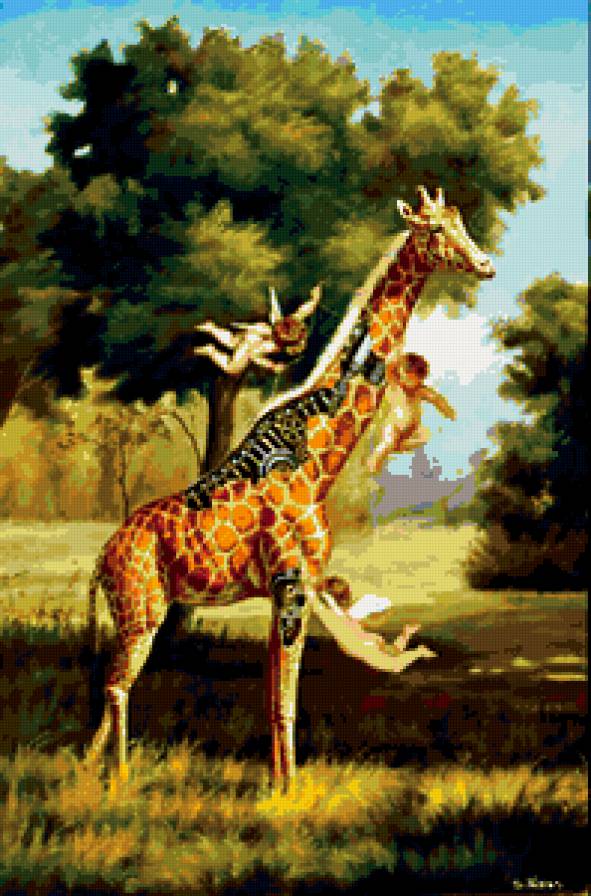 Никас Сафронов - "посещение ангелами киборга-жирафа" - предпросмотр