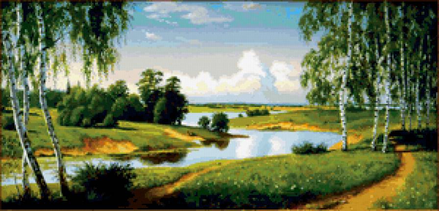 Пейзаж - река, пейзаж, природа, березы - предпросмотр