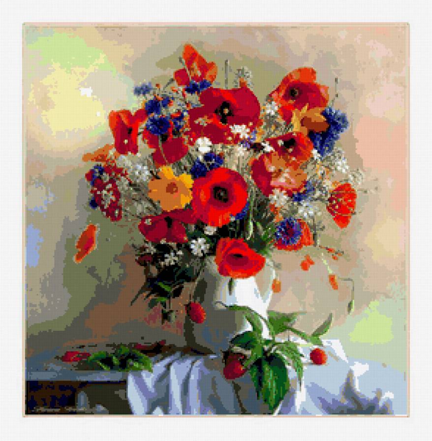 №318838 - букет, цветы, натюрморт, маки, ягоды - предпросмотр