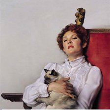 Схема вышивки «Портрет дамы с котом»