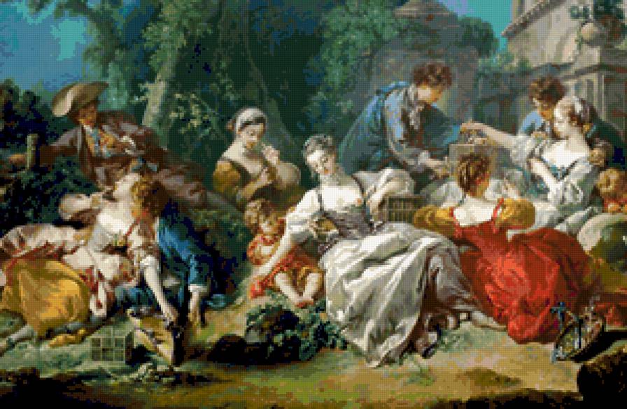 Праздник в саду - люди, сад, пастораль, сельской пейзаж - предпросмотр