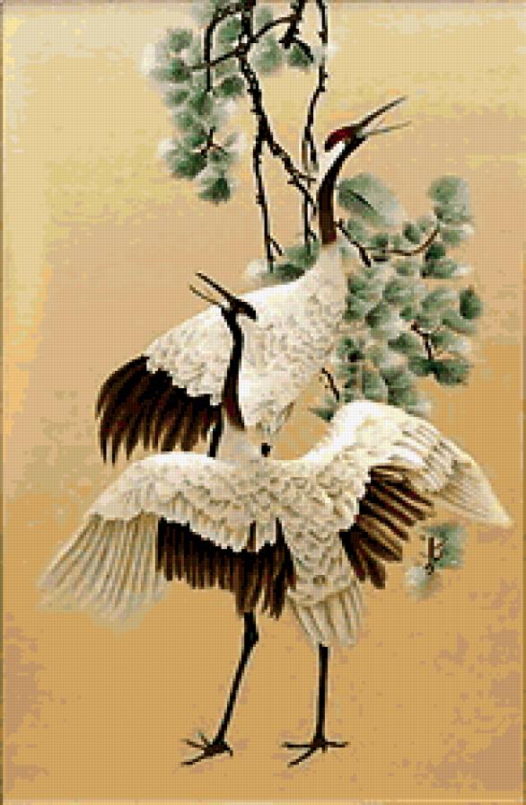 Журавли - птицы, журавли, сосна - предпросмотр