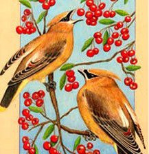 Оригинал схемы вышивки «Птички и ягодки» (№319998)