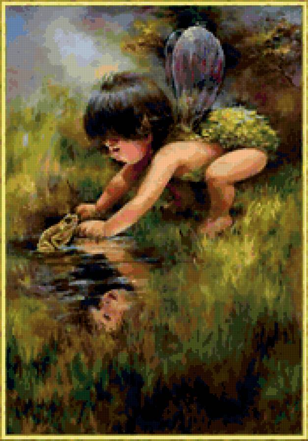 маленький эльф и лягушонок - мальчик, эльф, дети - предпросмотр