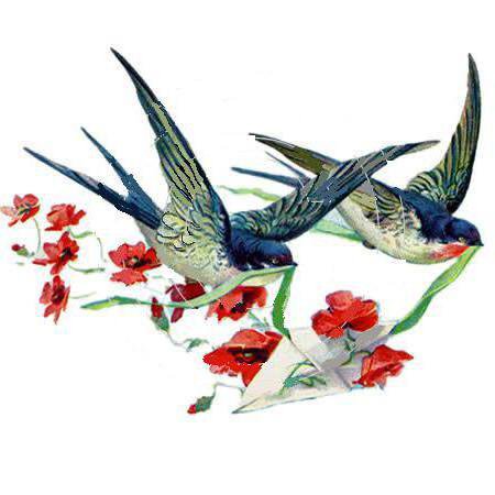 №320342 - цветы, ласточки, птицы, полет - оригинал