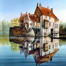 Схема вышивки «домик у озера»