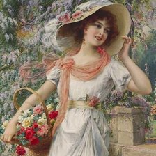 Схема вышивки «женщина с цветами»