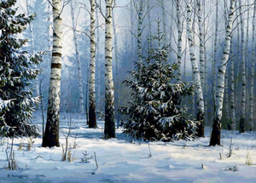 зимний пейзаж - зима, природа, лес, снег - предпросмотр