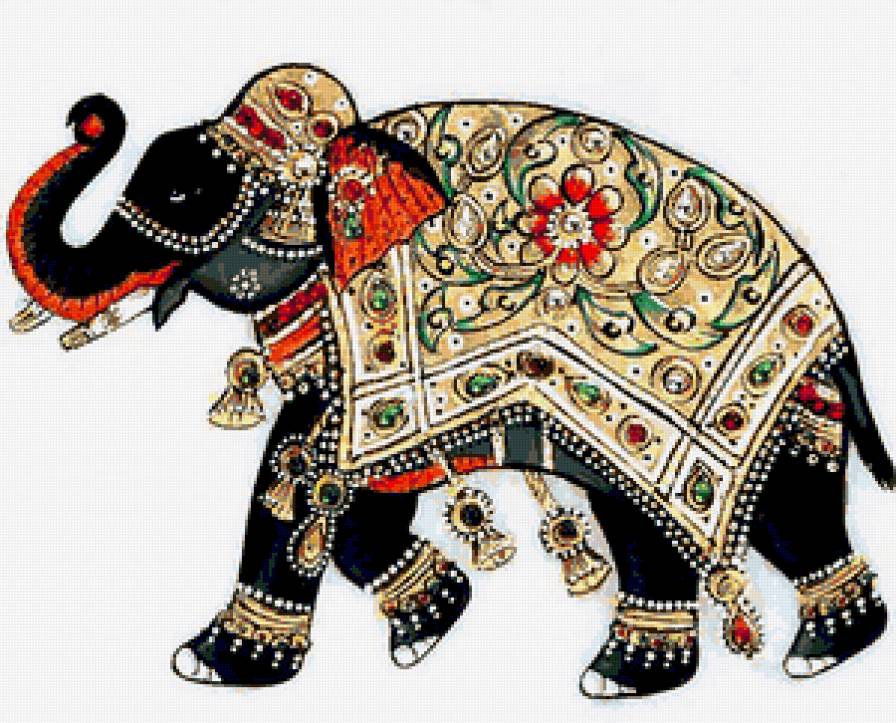 Индийский слон - слон, индийский слон, индия, искусство, культура, роспись, слоны - предпросмотр
