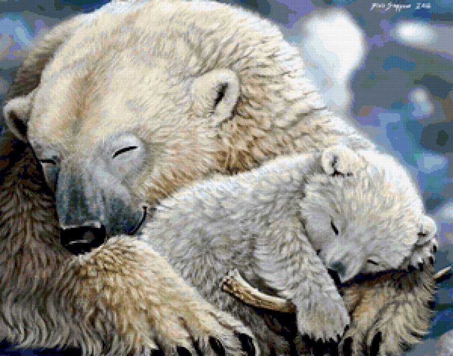 Сладкие сны - животные, медведи, белые медведи, рядом с мамочкой, сны - предпросмотр