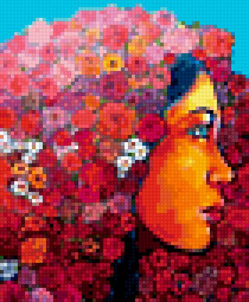 Девушка - цветы, девушка, профиль - предпросмотр