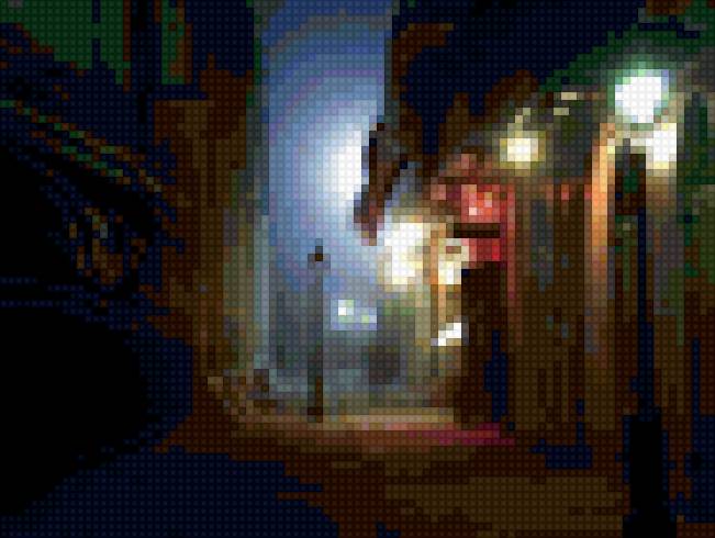 Ночной проулок - фонари, улица, дома, ночь - предпросмотр