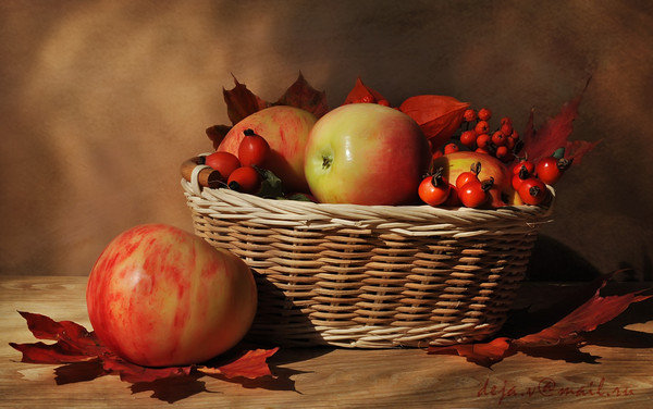 Кухонный натюрморт - натюрморт, осень, яблоки, кухня - оригинал
