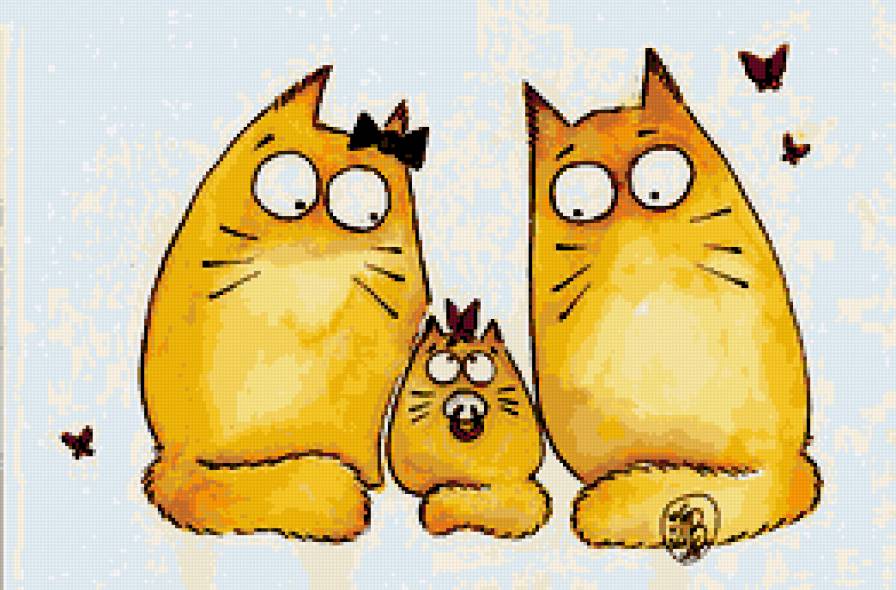 Семья - соска, родители, любовь, коты, портрет, бабочки, ребенок, семья - предпросмотр