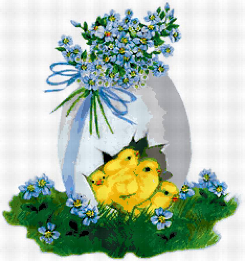 пасхальные цыплята - цыплята, салфетка, пасха - предпросмотр