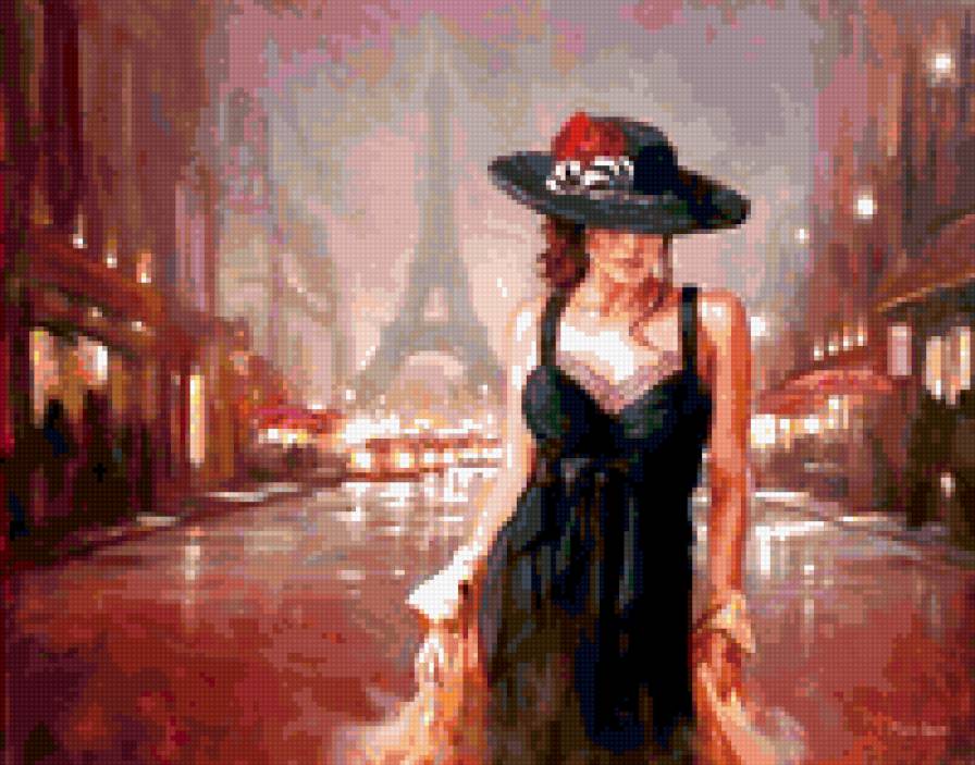 Дама в Париже - картина, женская красота - предпросмотр