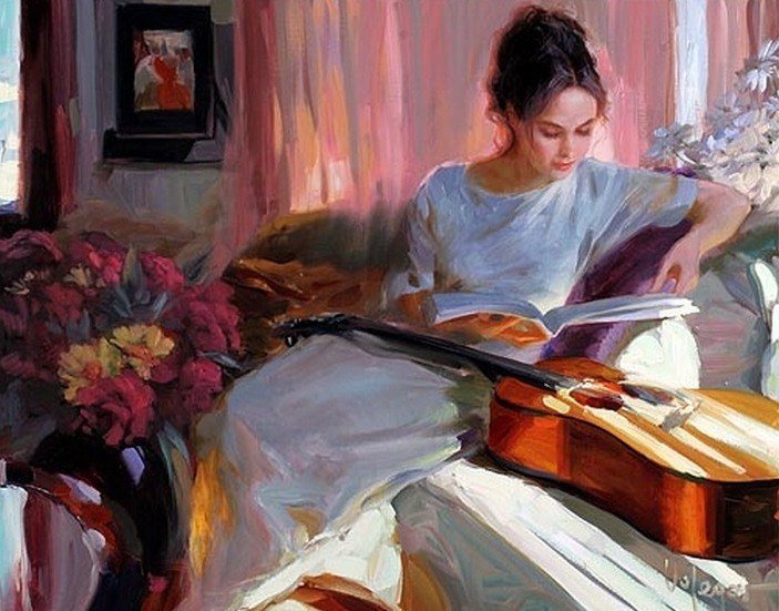 Уединение - картина, женская красота - оригинал