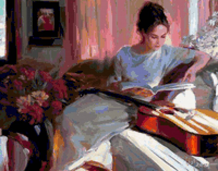 Уединение - картина, женская красота - предпросмотр