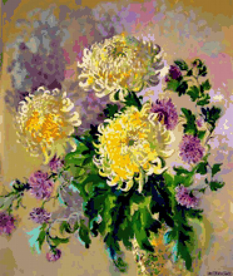 Хризантемы - флора.хризантемы.натюрморт, букет, цветы, природа - предпросмотр