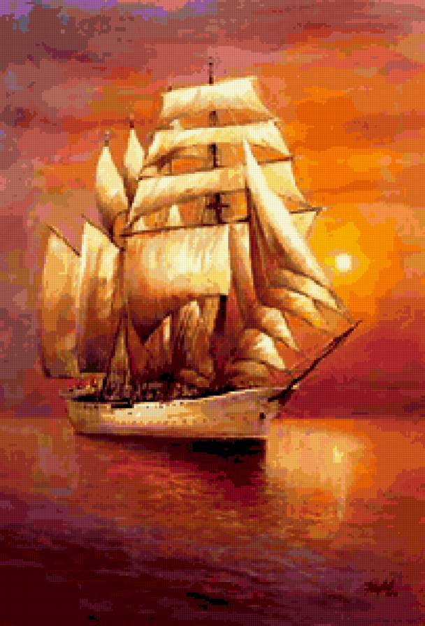 Парусник - морские мотивы - предпросмотр