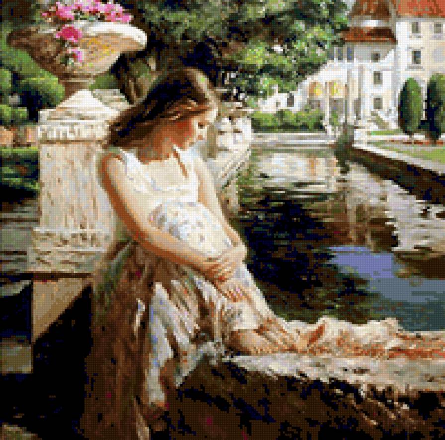 В парке - картина, женская красота - предпросмотр