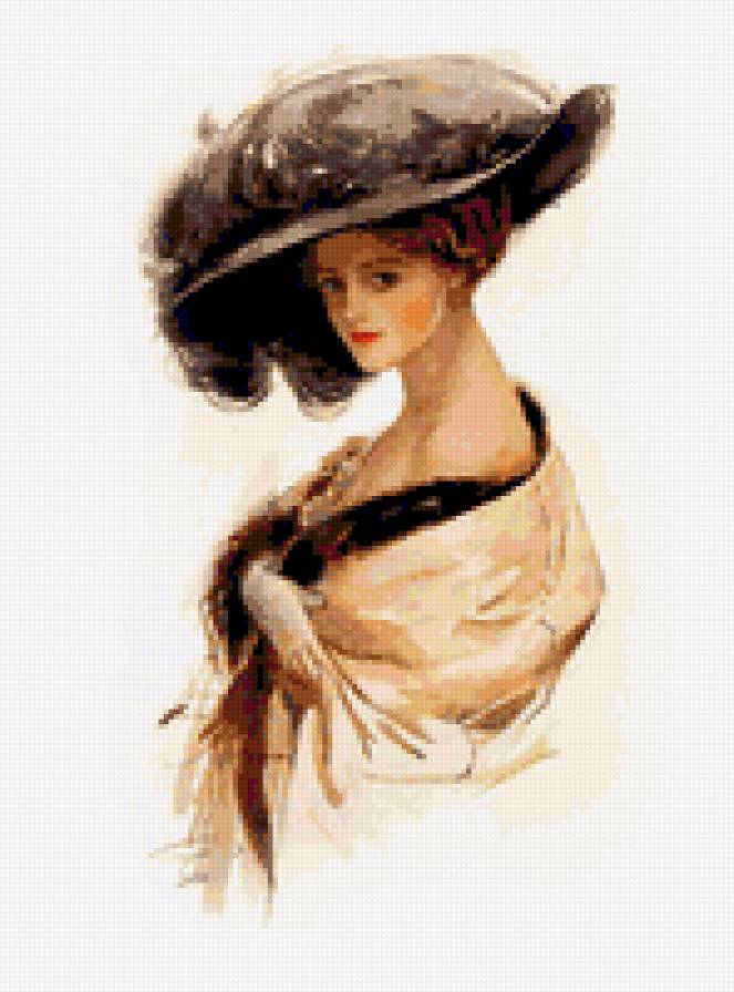 леди - картина девушка шляпа - предпросмотр
