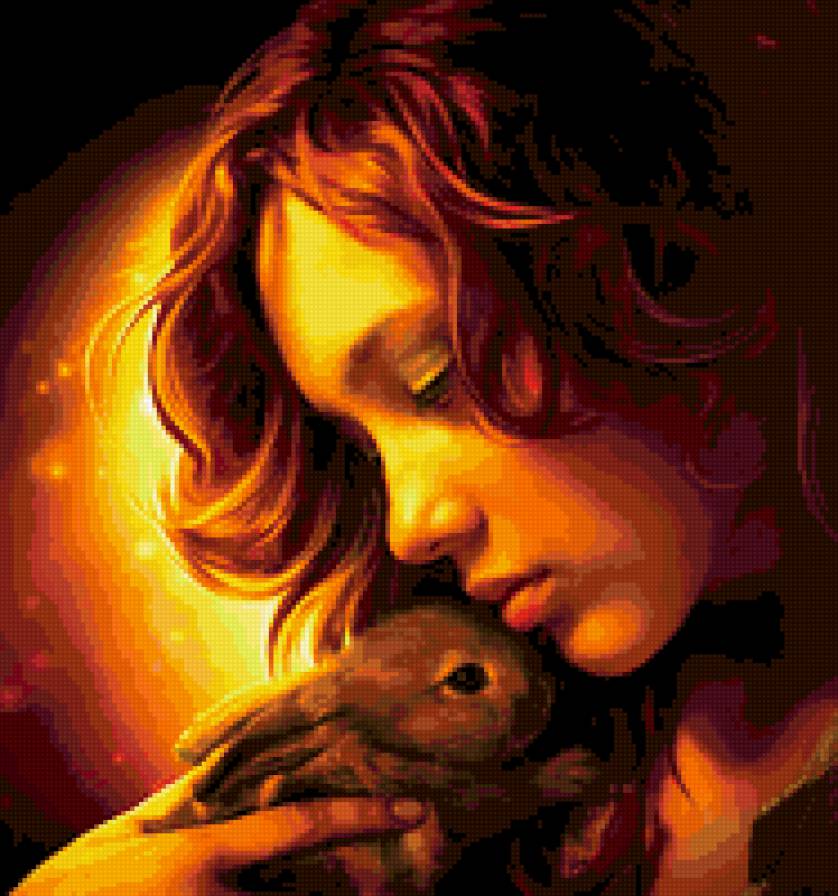 Девушка с кроликом - предпросмотр