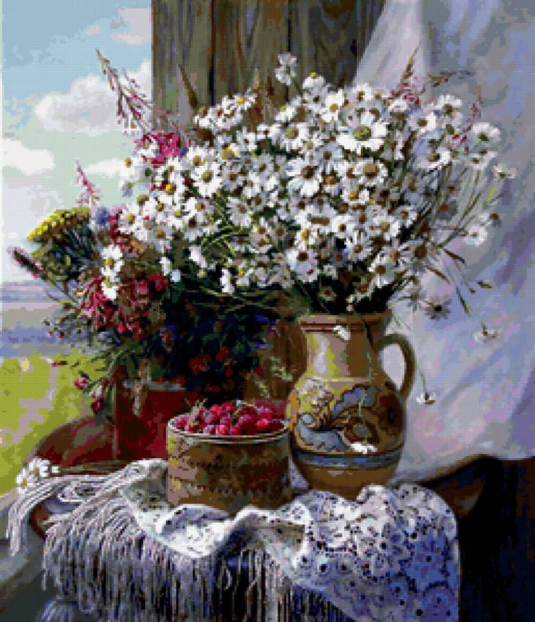 Ромашки у окна - предпросмотр