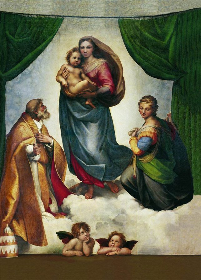 Сикстинская мадона - женщина.мать.дете.ангелы - оригинал