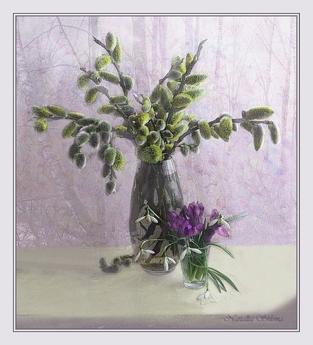 №325963 - цветы, весна, окно, букет, пейзаж, натюрморт - оригинал