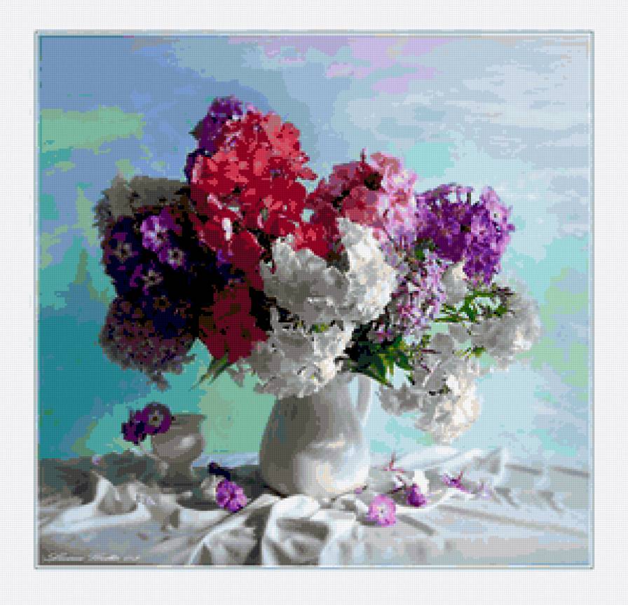 флоксы - натюрморт, цветы, букет, флоксы - предпросмотр