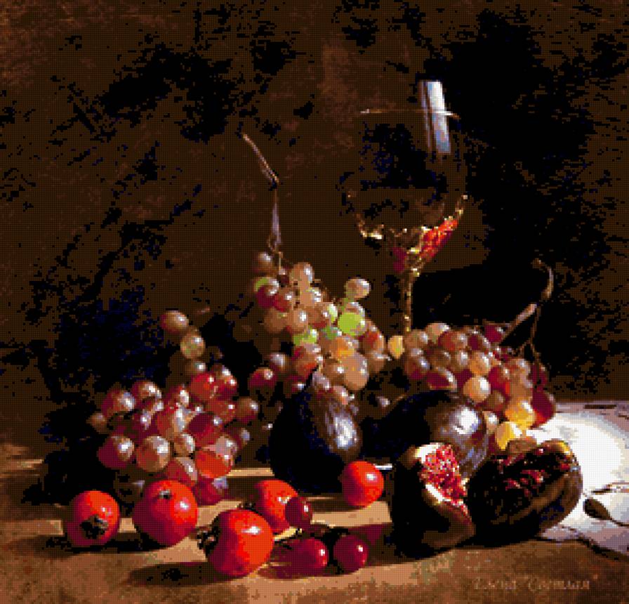 №326185 - виноград, вино, фрукты, натюрморт - предпросмотр